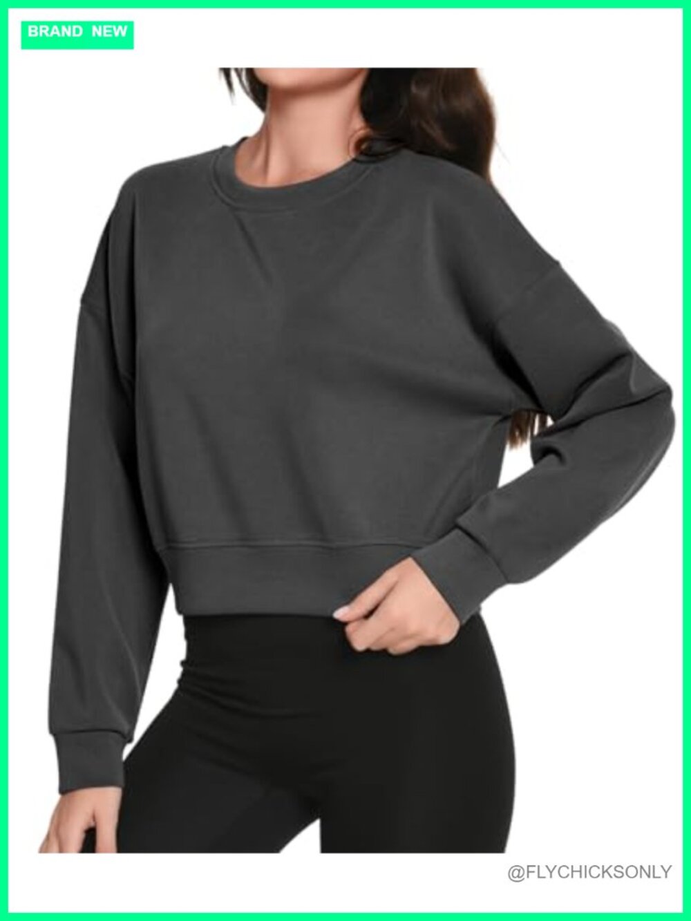 Modal Cropped Sweatshirt Loose Crewneck Pullover for Workout Yoga